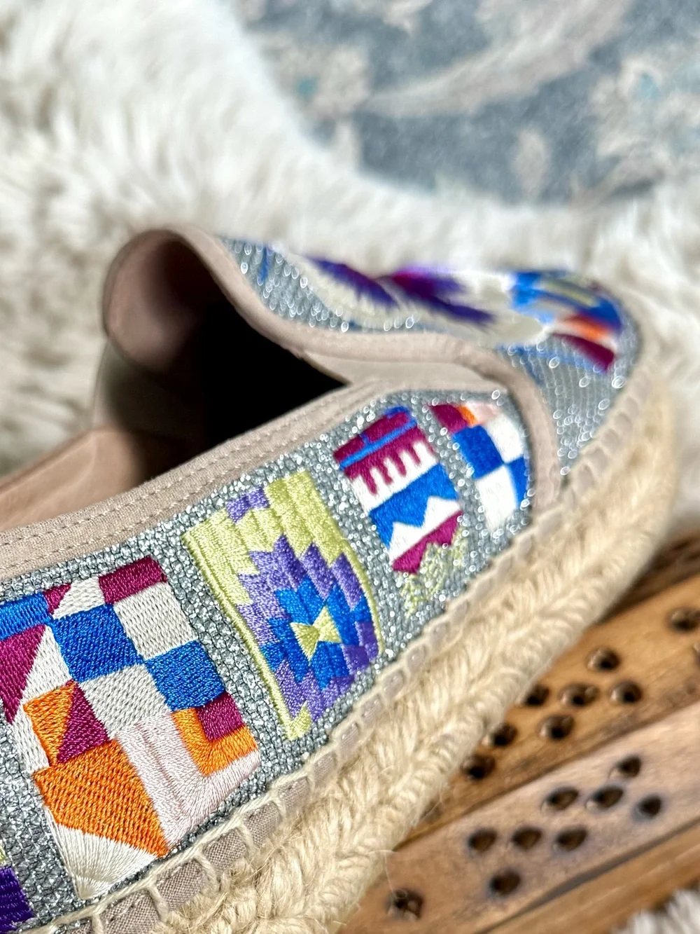 Johnny Was Madrid Embroidered Espadrille Multi side 40 US 9